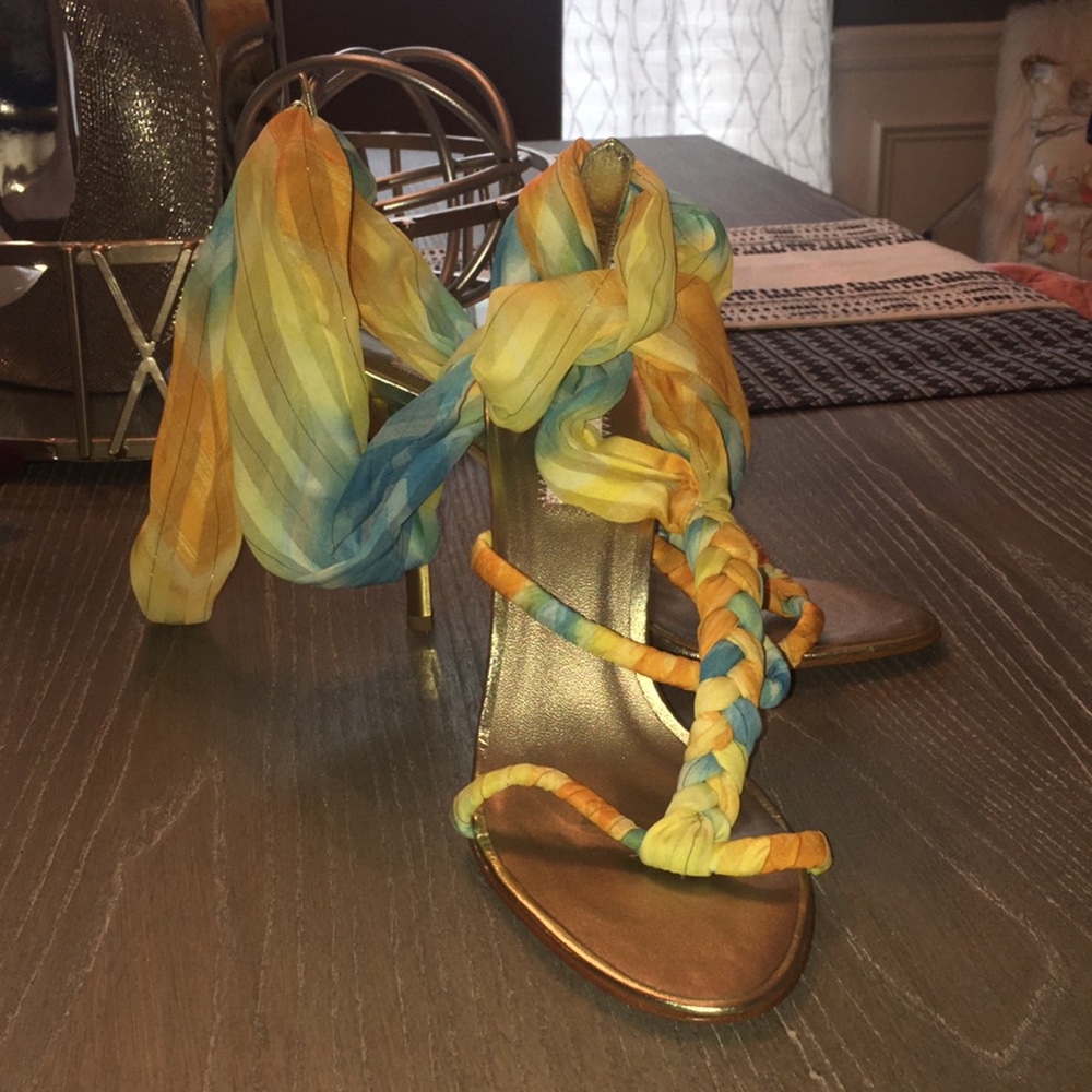 Colorful tie up shoes